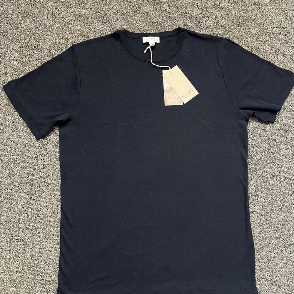 Sunspel Sea Island Cotton Navy T-Shirt